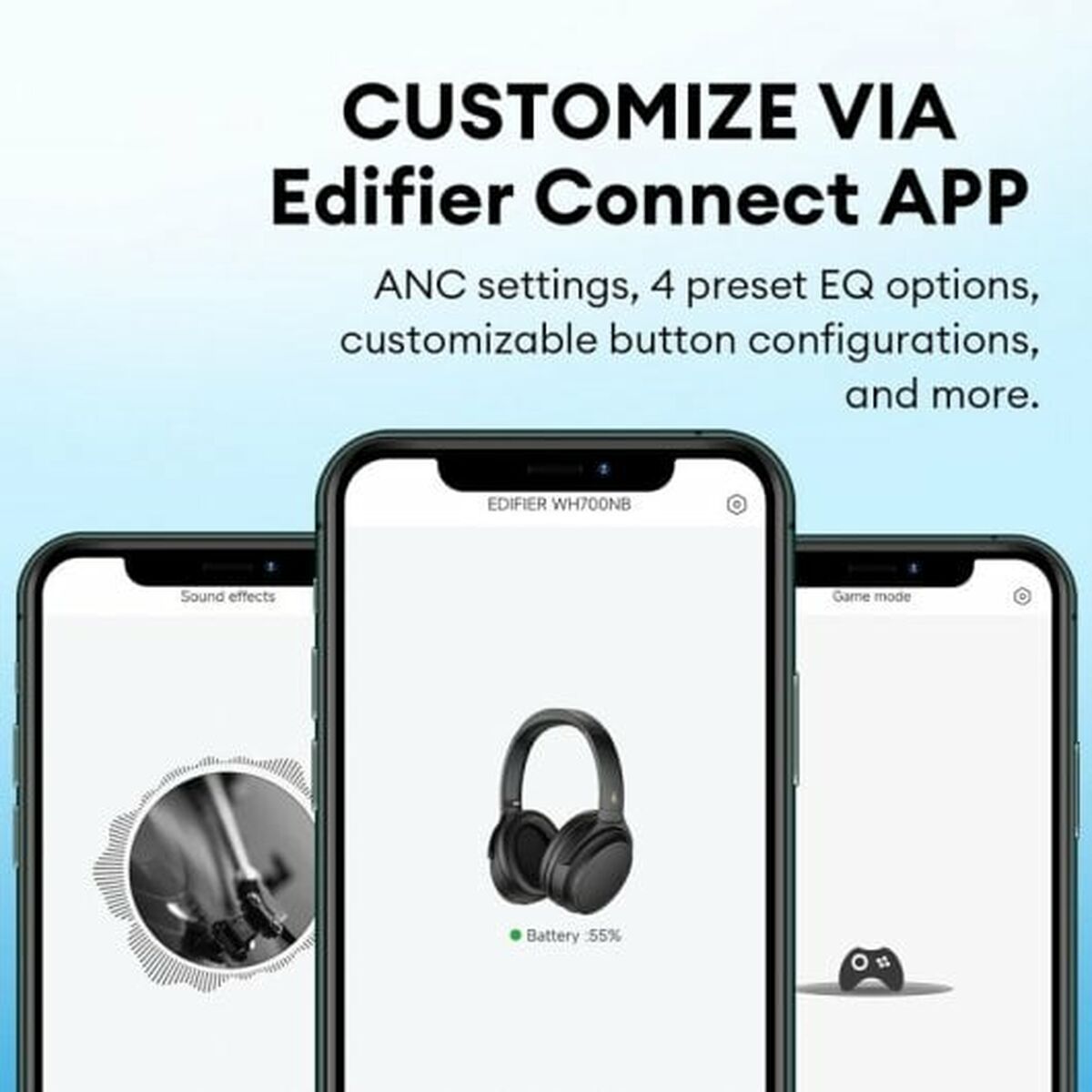 Bluetooth Hodetelefon med Mikrofon Edifier WH700NB  Svart